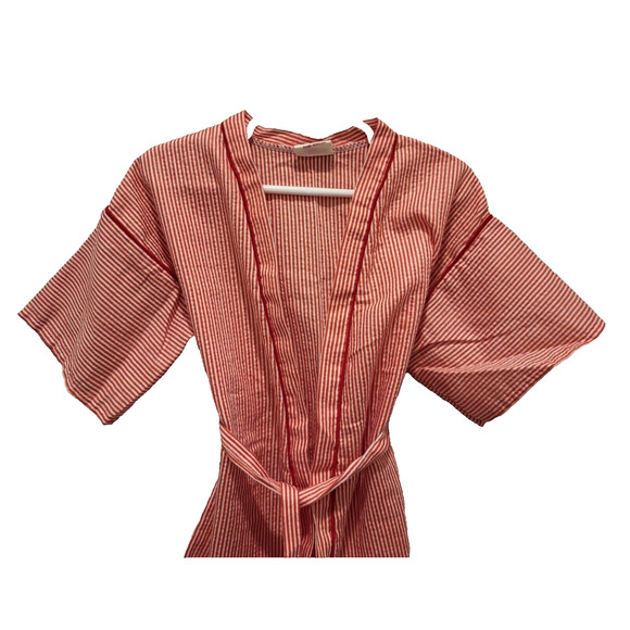1980s Shirey Toddler Kimono Bathrobe 3T Red White Striped Made in USA - Picture 2 of 6